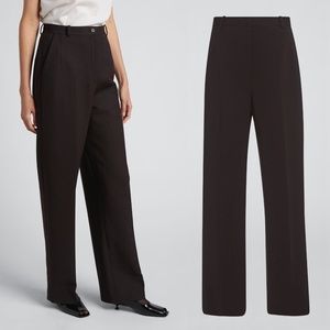 THE ROW Acker Wool Pant Trousers in Coffee Size 8 - $1,790